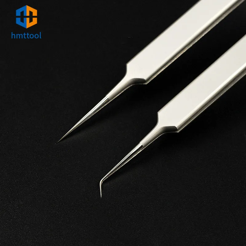 Precision Stainless Steel AT-11JP Straight AT-15JP Curved Ultra Thin Fly Line Tweezers Set For Industrial Phone Repair Tools