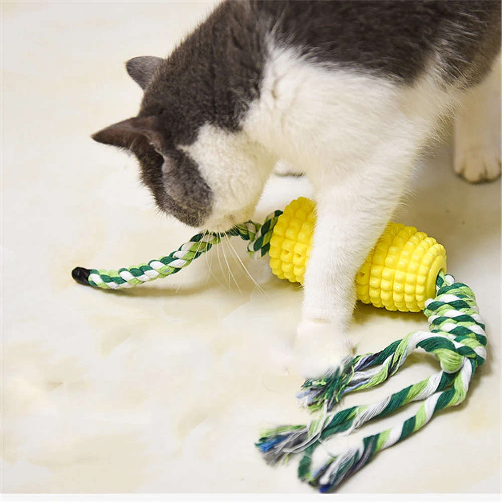 

TPR Pet Toy Interactive Dog Cotton Rope Bite-resistant Molar Chew Puppy Training IQ Remove Tartar Cleaning Teeth Corn Shape Toys