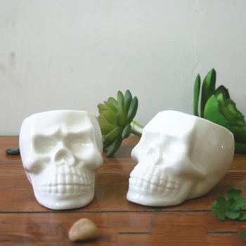 

Ceramic Skull Shape Flower Pot Green Succulent Plant Pot Decorative Container Home Devor Garden Supplies FP8