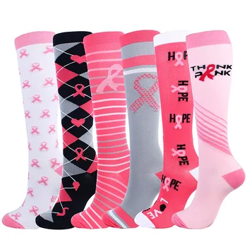 

Women Compression Long Thigh High Socks With Color Ribbon Knitting Aids Logo Socks Elastic High Socks For Girls Outdoor Running