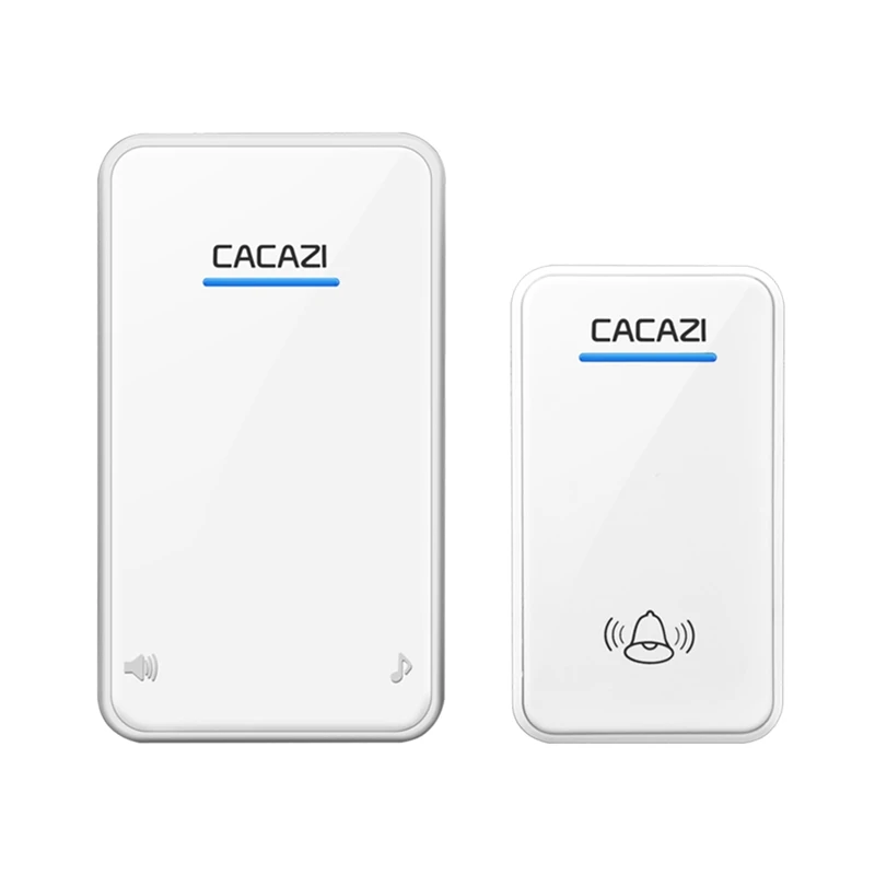 1 button 1 receiver CACAZI умный беспроводной дверной звонок DC на батарейках водонепроницаемый светодиодный светильник Домашний Беспроводной звонок 48 колокольчик 6 объемное кольцо - Цвет: 1 button 1 receiver
