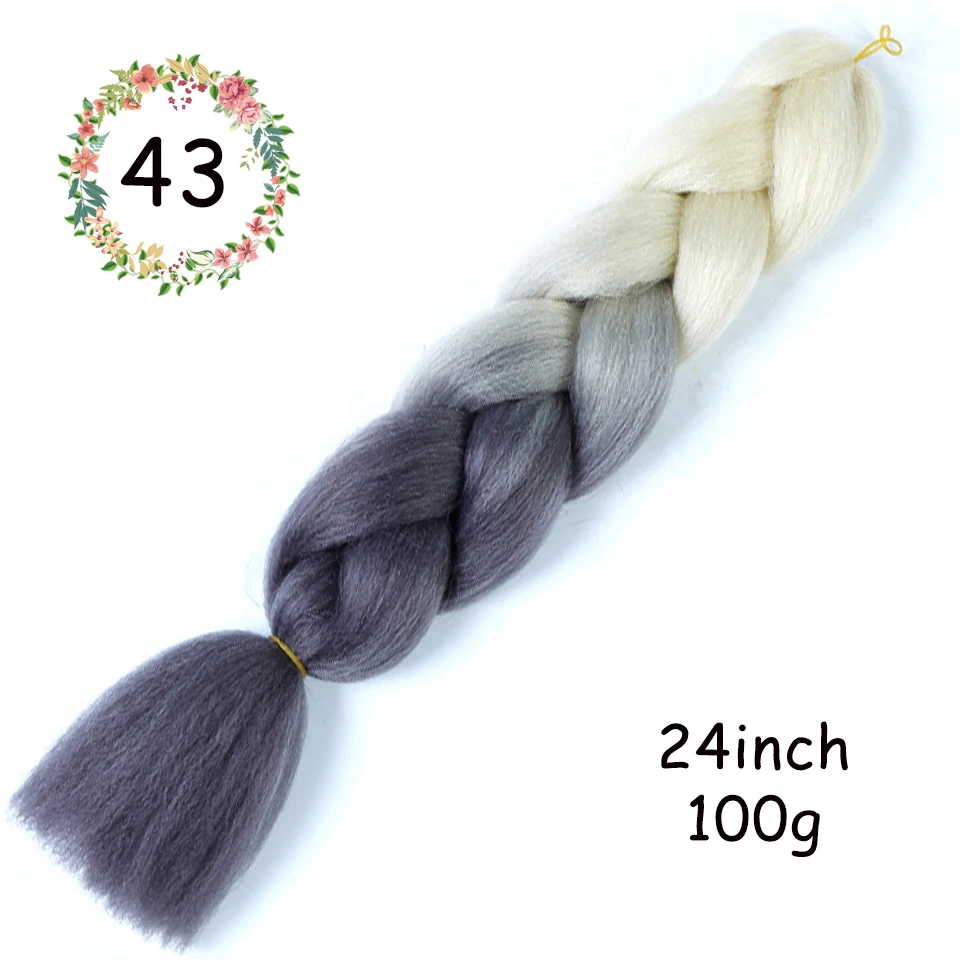 2" Ombre Jumbo косички вязанные крючком косички Прически для наращивания волос фиолетовый розовый черный синтетические волосы косички для женщин Косплей Вечерние - Цвет: 43