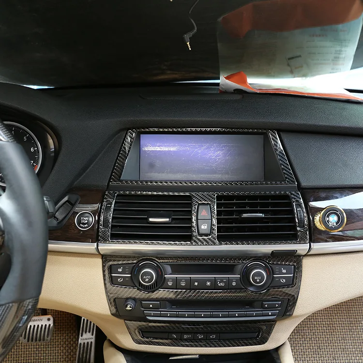 GPS Navigation+Central Control Panel Trim Carbon Fiber For BMW e70 e71 X5 X6 