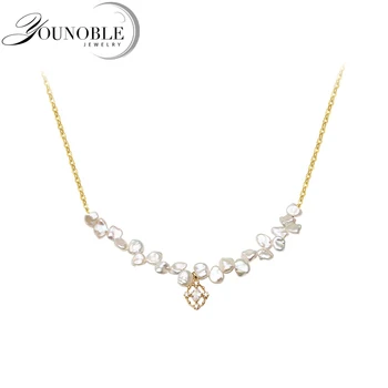 

Real Natural Keshi Pearl Necklace Women, Fashion Adjustable Wedding 925 Silver Necklace Choker Girl Birthday Gift