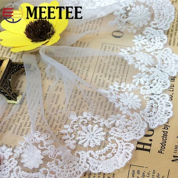 

Meetee 30Yards 12cm*91cm Mesh Lace Fabric Embroidery Cotton Laces Trim Ribbon DIY Sewing Clothing Wedding Party Decor Accessory