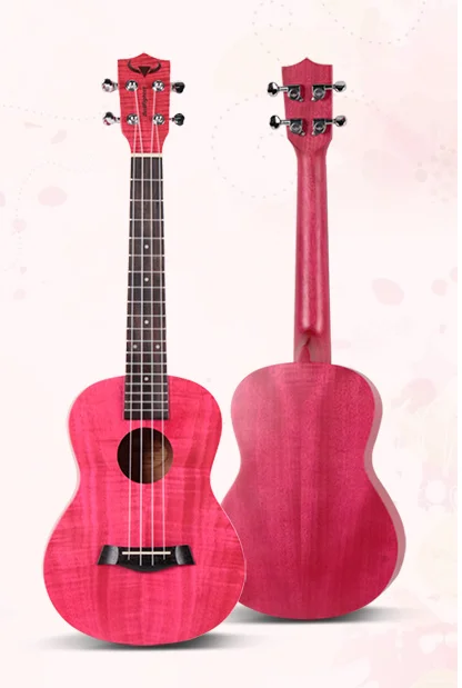 Красный Китайский производитель цена 26 дюймов красочные okoume ukelele - Цвет: Красный