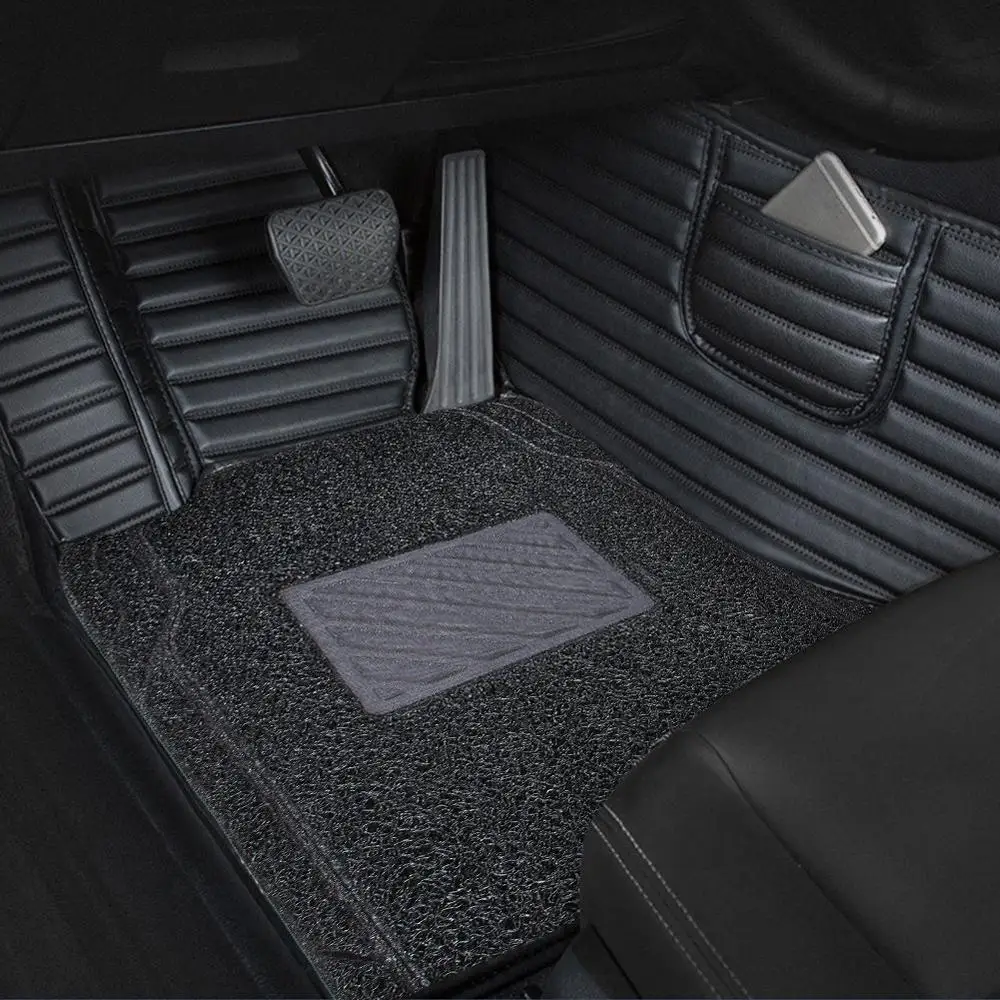 Универсальный DIY Автомобильный напольный коврик шелковая катушка передние и задние сиденья водителя и пассажира ребристые напольные коврики Всепогодная защита пола