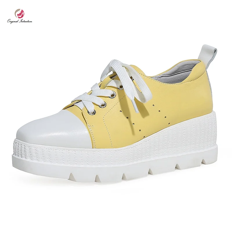 Original Intention Commuting Platform Shoes Woman Sequins Yellow Silver Wedges Cross-tied Casual High Platform Shoes Comfortable