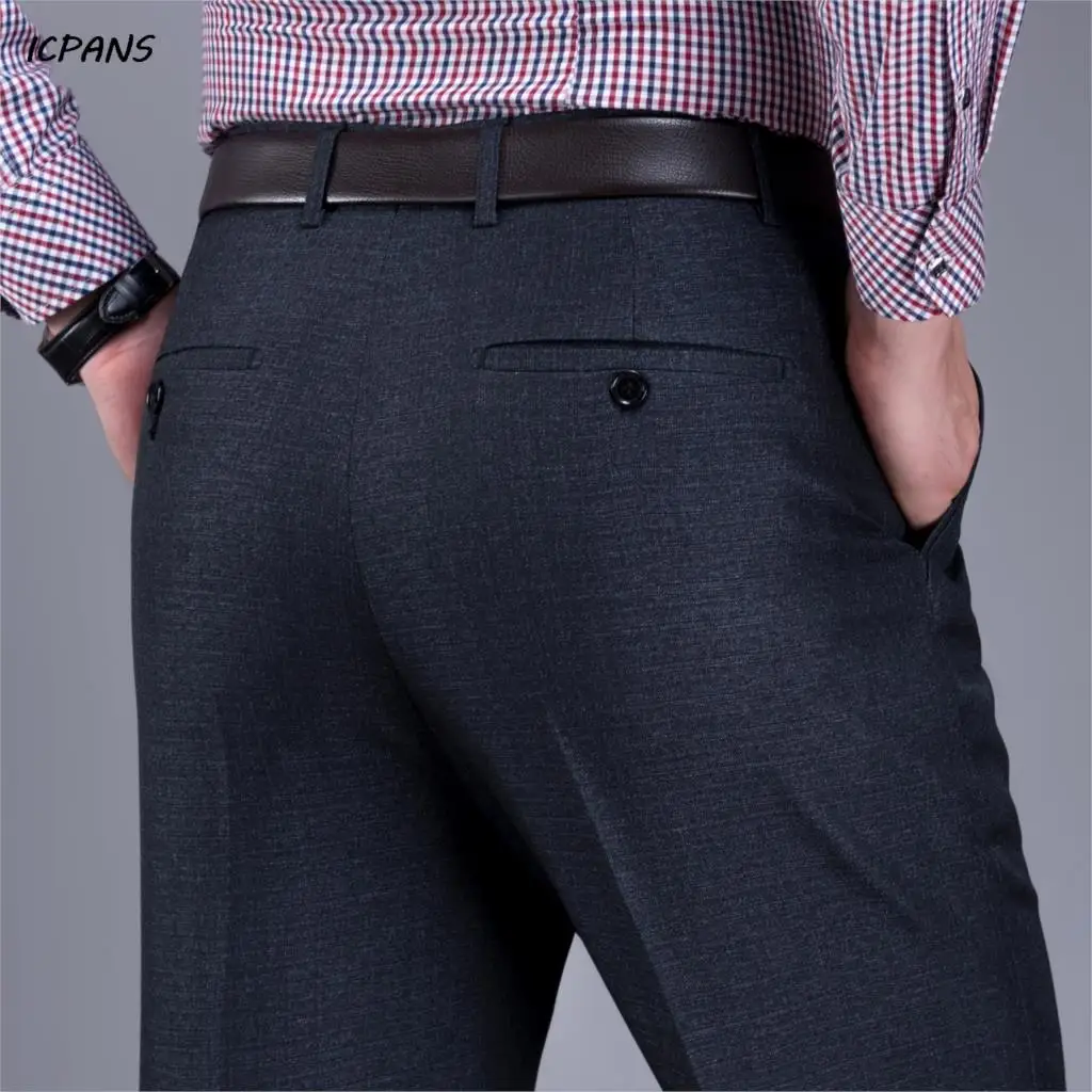 ICPANS Big Size 40 42 44 Suit Pants Man Autumn Wool Formal Office Trousers Men High Waist Straight Loose Dress Pants Men