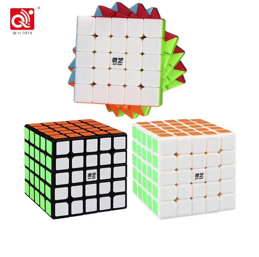 QIYI 5x5x5 магический скоростной кубик, наклейка, менее Профессиональный 5-слойный конкурс, кубики-головоломки, развивающие игрушки для детей