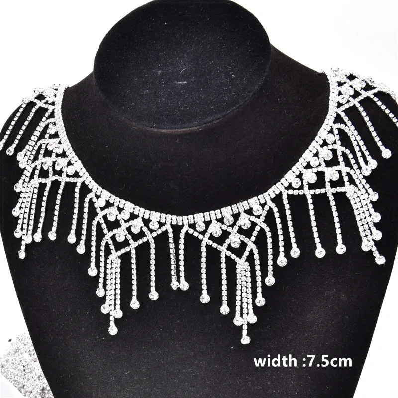 New Bling 50cm/lot rhinestone dance crystal chain Tassels Curtain decoration sew on garment rhinestone banding Necklace trim