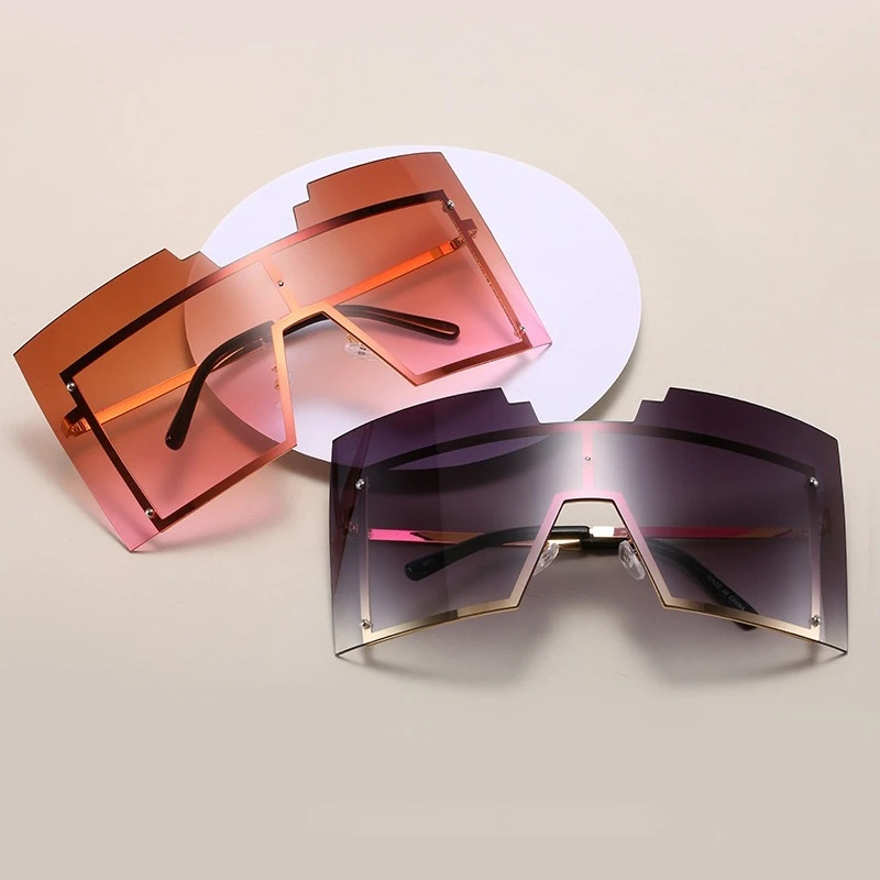 

QPeClou 2020 New Fashion Super Big Shield Sunglasses Women Brand Desigenr Oversized Square Sun Glasses Female One Piece Goggles