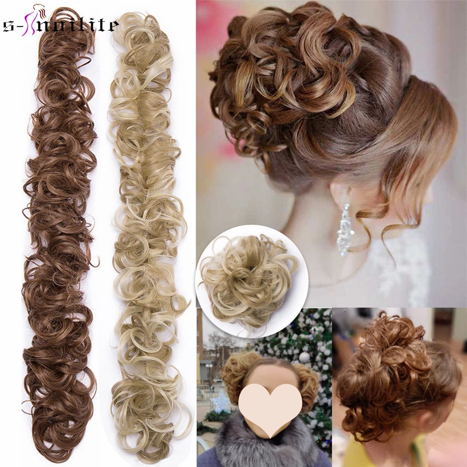 Big Deal Curly Chignon Bun-Hair-Extension Rubber-Band Synthetic-Hairpieces UPDO Heat-Resistant-Fiber Bxp17XrQ