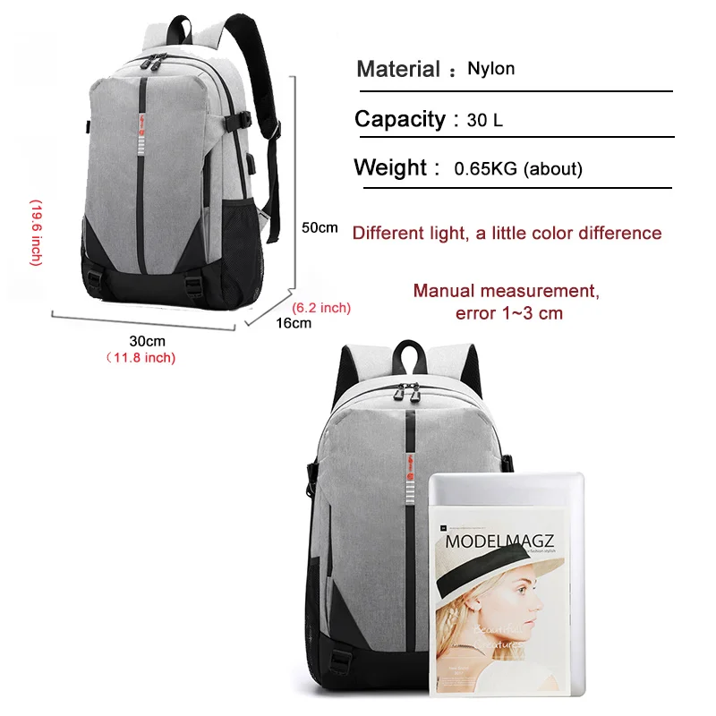 Men's Casual Business Backpack New Quality Outdoor Waterproof Laptop Backpack USB Charging Women's Daily Work Bag