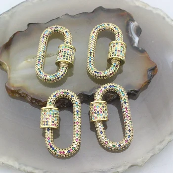 

28*20mm 5pcs/lot Multicolor cz micro pave charm clasps,delicate cz inlay jewelry accessories,necklace/bracelet component charm