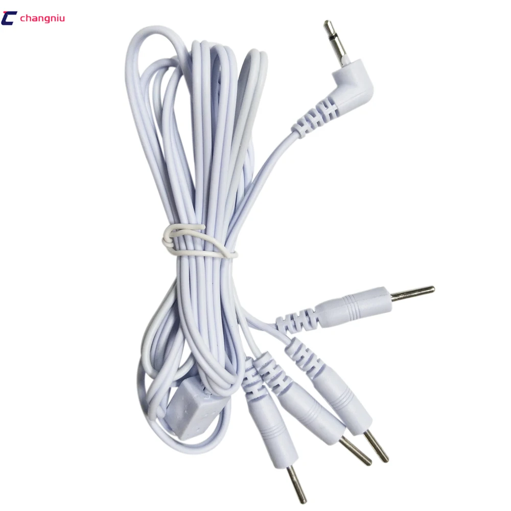 

4pcs/lot DC2.5MM 4-way electrode wires/cable 2MM Needle plug for digital therapy massager,slimming machine