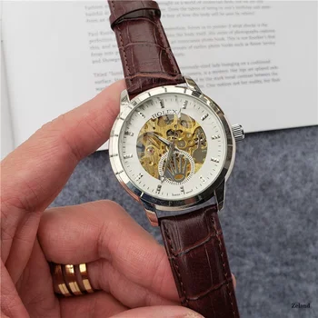 

rolex- Fashion women Brand Automatic Mechanical Watches Men's Waterproof Skeleton Wrist Watch With women men Leather strap