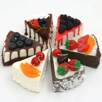

6PCS Fake Slice Cake Fake Food Bakery Shop Cake Display Model Party Decoration 4 inch Slice Faux Replica Cake