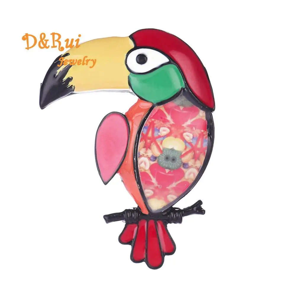 D&ampRui Jewelry Top Design Parrot Brooches Red Enamel Animal Bird Pin Brooch for Women Gift Scarf Shoes Decoration Pins | Украшения и
