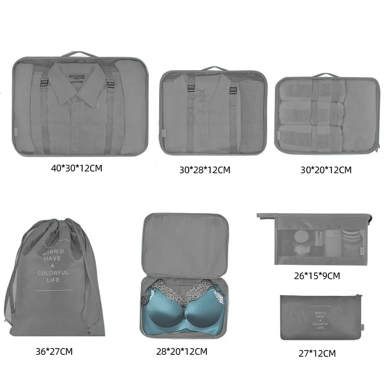 7 Pieces Travel Bag Storage Bag Waterproof Packag Bag Portable Luggage  Organizer Shoe TidyPouch Home Supplies Tote Bag