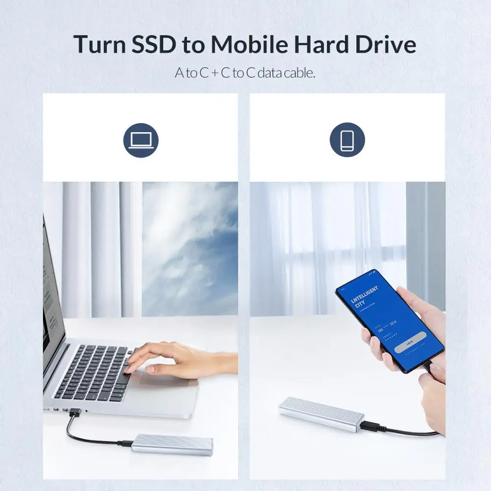 Чехол ORICO M2 NVME SSD для NVME PCIE M Key M+ B Key USB C 10 Гбит/с Корпус жесткого диска M.2 SSD коробка с кабелем type C-C