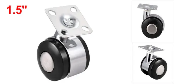 uxcell 1.5 Inch 2 Inch Furniture Casters Wheels Replacement Alloy Plastic Twin Wheel Top Plate Mount Swivel Caster