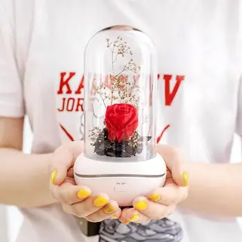 

120ml USB Immortal Rose Air Humidifier Mute Natural Immortal Flowers Never Fade 7 Color LED Ultrasonic Aroma Diffuser