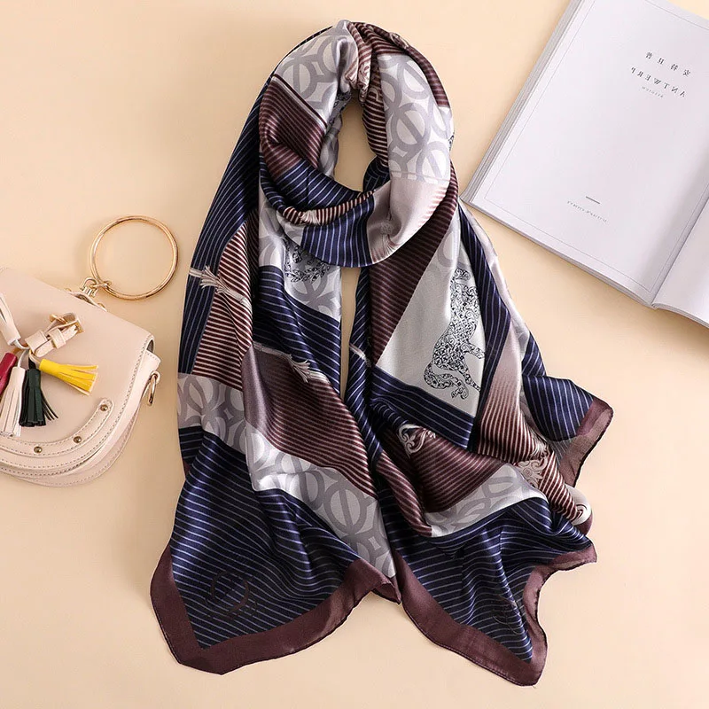 XCP003 navy Элегантный хиджаб, шарфы, шелковый шарф, женские длинные головные платки, зимние брендовые роскошные шарфы, женские дизайнерские, для женщин, высокое качество, женский подарок - Цвет: XCP003 navy