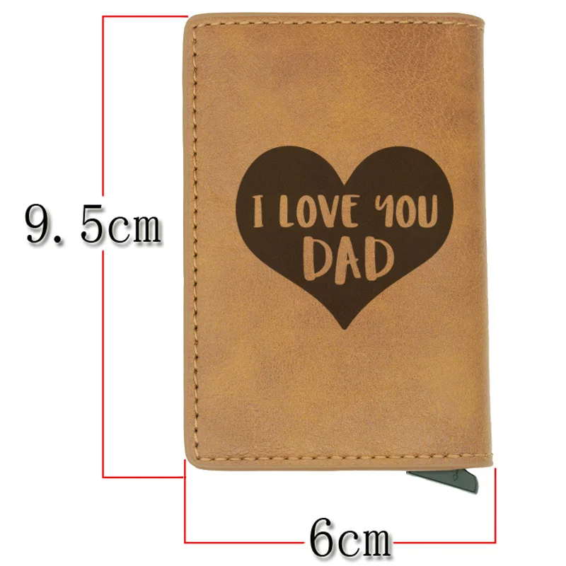 Мода I Love You DAD Rfid держатель для карт мужские кошельки Коричневый винтажный короткий кожаный тонкий кошелек мини кошелек подарок на день отца