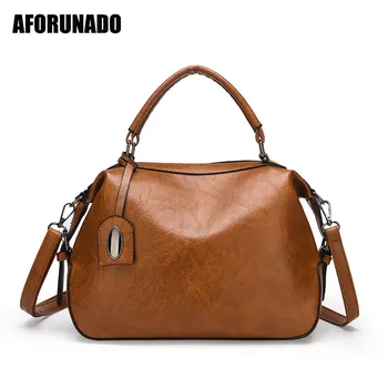 

Luxury Handbags Women Bags Designer Fashion Solid Oil Skin Leather Shoulder Bags Elegant Simple Crossbody Bags For Women 2020