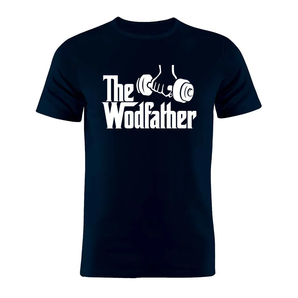 Мужская футболка хлопок The Wodfather Wod тренировка дня мотивация художественная работа Подарочная футболка - Цвет: Navy
