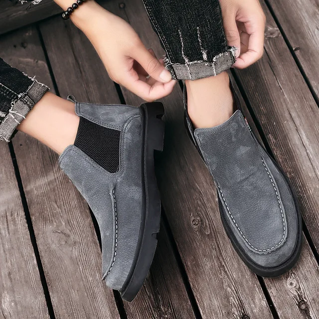 2019 модные зимние ботинки теплые мужские на меху с плюшевой подкладкой