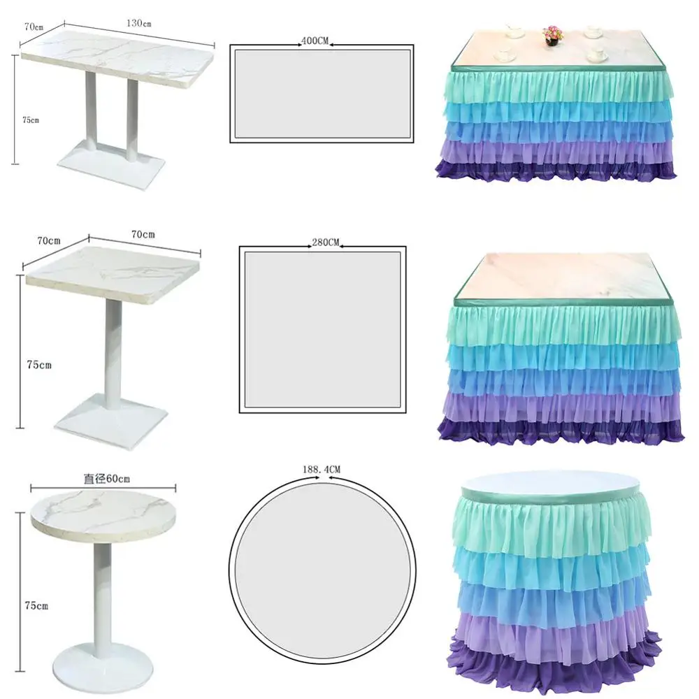 Table Skirt Tulle Table Skirt for Wedding Decoration Baby Shower Birthday Banquet Party Wedding Skirting 180x77cm