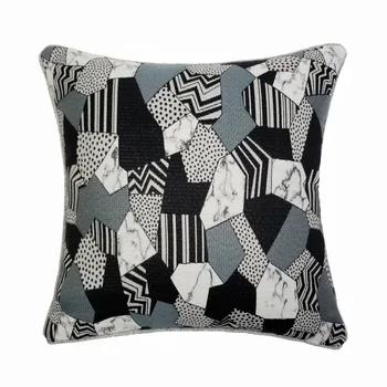 

Contemporary Fashion Black Gray Geometry Woven Jacquard Home Throw Cushion Cover Decorative Square Sofa Pillow Case 45 x 45 cm