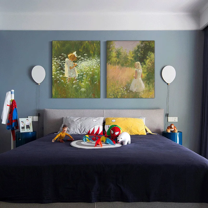 

Cute Girl Pictures Sweet Dream Canvas Painting Children Bedroom Decorative Painting DIY Wood Photo Frame