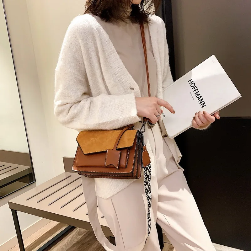 

Bag WOMEN'S Bag 2020 Autumn And Winter New Style Hong Kong Style Retro Dull Polish Square Sling Bag Broadband Crossbody Bag Hand