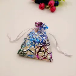 100 шт белая Коралловая органза сумка мешок со шнурком сумка шкатулка для украшений подарок для свадьбы Рождественская коробка витрина для