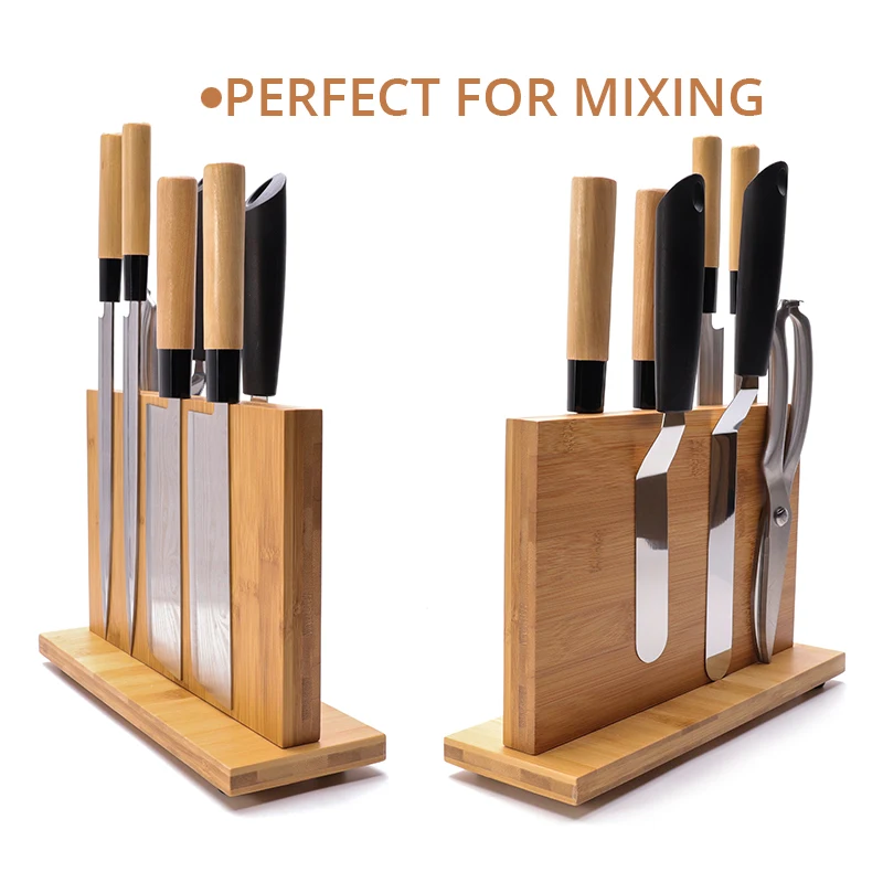 Steel Large Bamboo Universal Wood Knife Block without