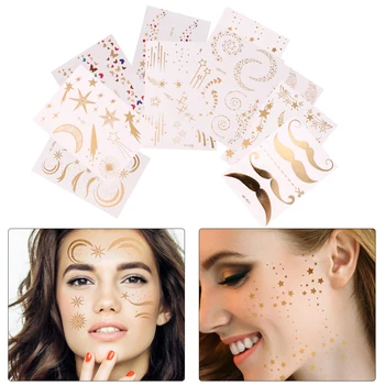 

10pcs Bronzing Face Sticker Waterproof Tattoos Sticker for Women (Mixed Pattern)