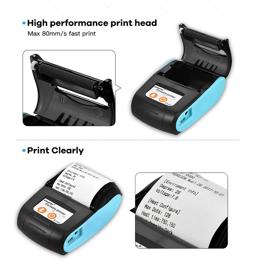 58mm Receipt Printer Mini Thermal Printing Wireless BT USB Mobile PrinterCompatible With Android/iOS/Windows System - 7 - View #2