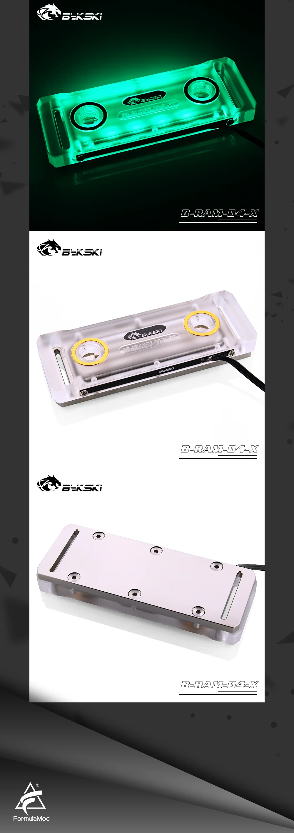 Bykski B-RAM-D2-X / B-RAM-D4-X RBW RGB Ram Water Block Acrylic Cover Support Two Ram Channel and Four Memory Channel  