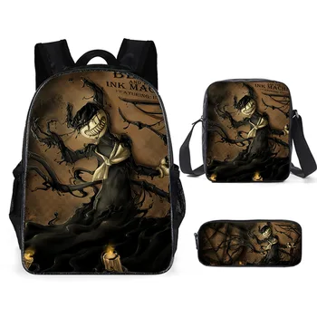 

2020 New Fashion 3PCs/Set Children's Backpack Bendy and The Ink Machine Pattern School Bags Cartoon Design Tennagers Book Bags