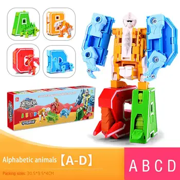 

26 Letter A-Z Alphabet Animal Dinosaur Warrior Deformation Action Figures Transformation Robot Toys For Children Gift Brinquedos
