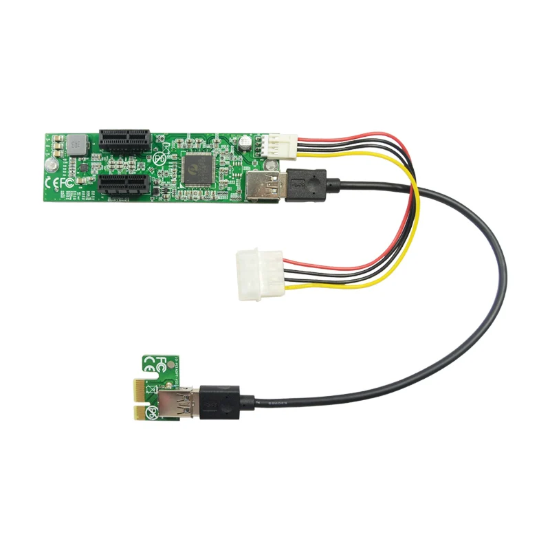 Новый PCI E Riser Card от 1 до 2 Express x1 слот расширения карты USB 3 0 удлинитель IDE Большой 4pin