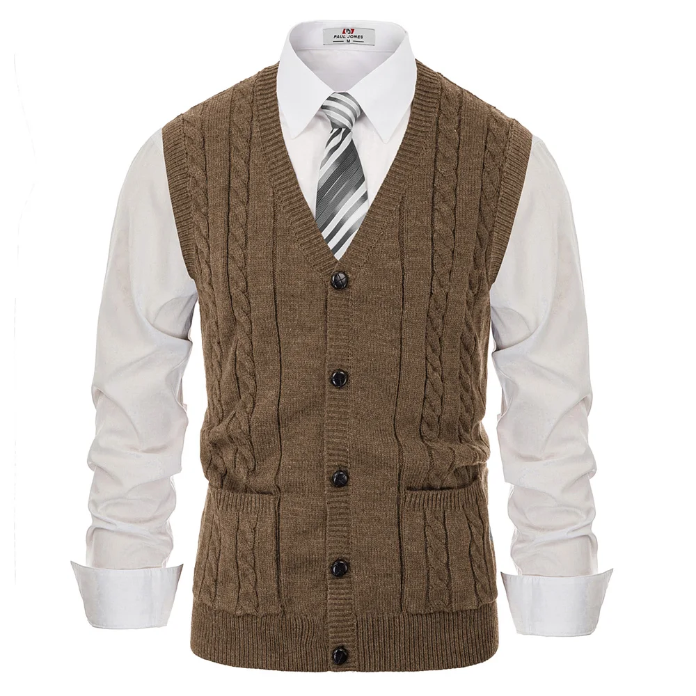 Men suit vest fashion fashion Sleeveless Plaid Checks Mens V-Neck Sweaters vest Loose Solid Button Fit Knitting Casual Clothing