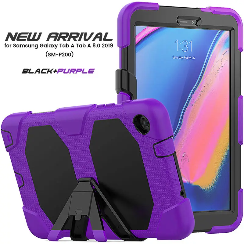 Чехол для Samsung Galaxy Tab A 8,0 с S Pen 8,0 SM-P200 P200 P205 P207 чехол Funda противоударный сверхмощный с подставкой Capa - Цвет: purple