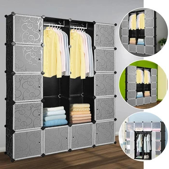 

20 Grids Simple Wardrobe Closet Organizer Simple Storage Box Cabinet DIY fold Portable Storage furniture For Bedroom