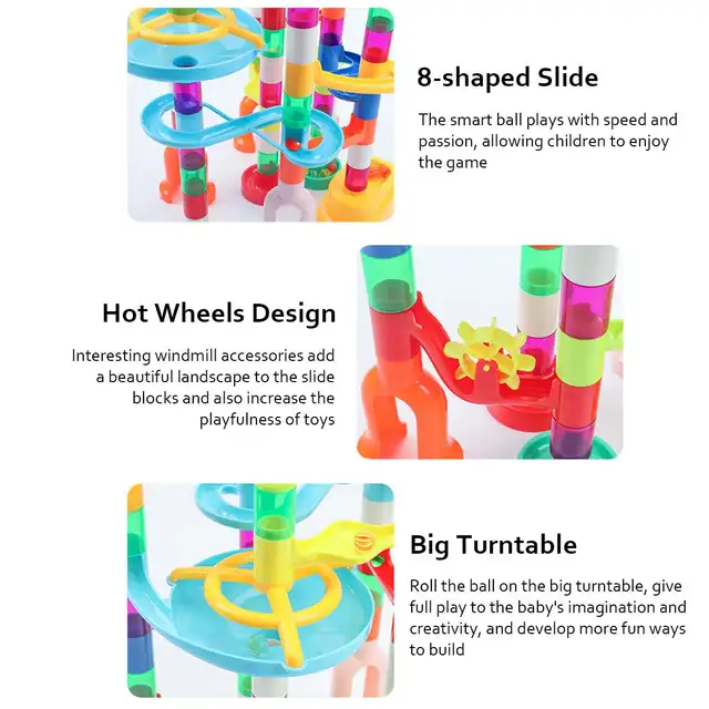 Marble Run Building Blocks Funnel Slide Bricks Toys 3D Maze Ball Rolling Labyrint Race Track Labyrint Children Educational Toys 4