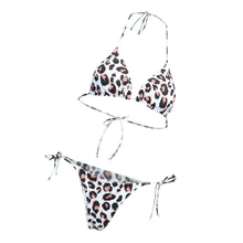 Винтажный треугольный бикини бюстгальтер с вкладышами пуш ап комплект бикини с завязками сбоку для женщин треугольный бикини микро-костюм из двух частей купальник