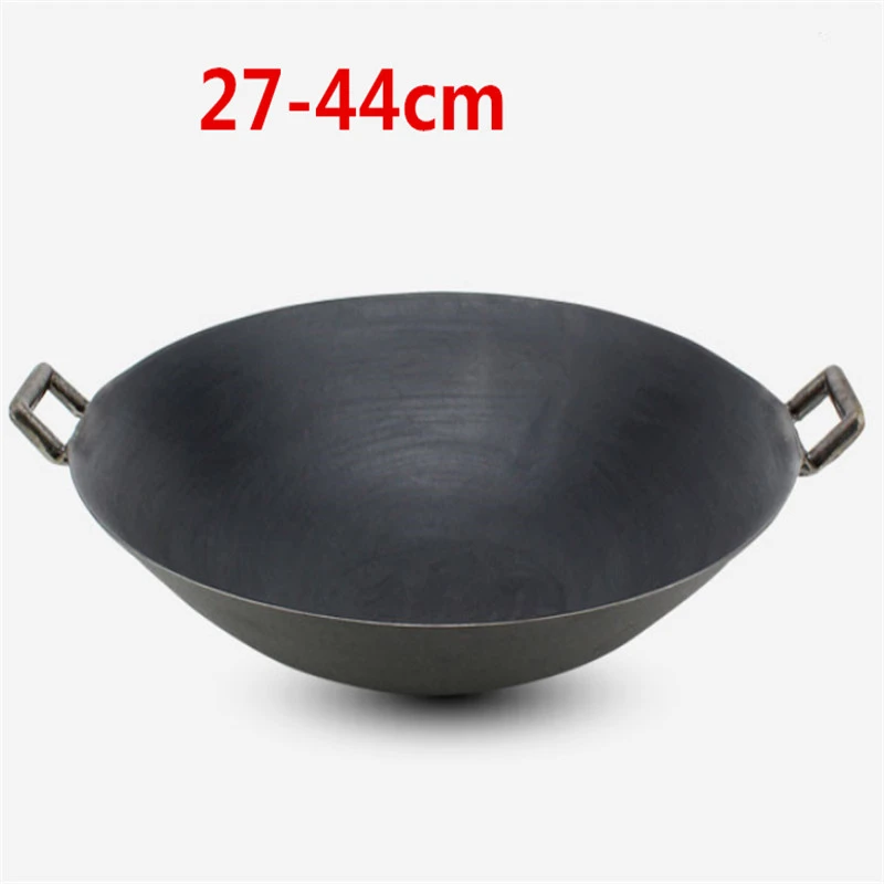 Double Ear Cast Iron Wok Cooking Pot No Coating Non Stick Classical
